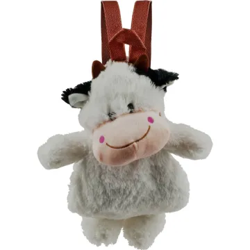 kids plush backpacks, plush animal backpack for kids, plush cow back pack