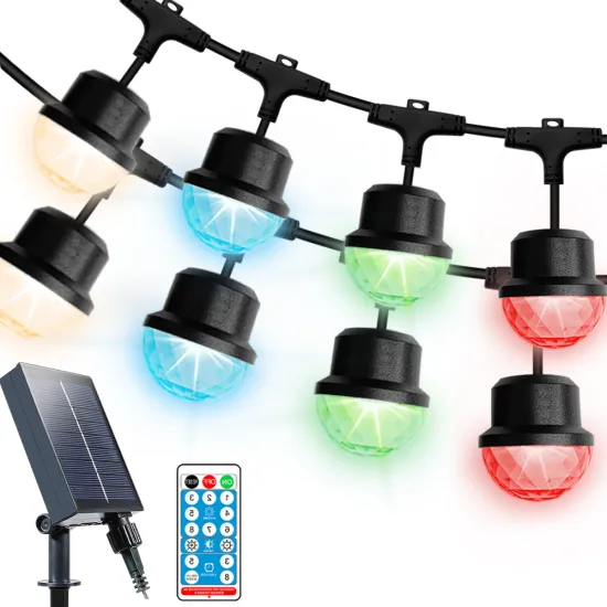 Solar Powered RGBW Fairy Bulb LED Light String - 8 Scene Modes Remote Control IP65 Waterproof Outdoor Christmas Lights