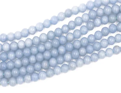 2018 wholesale natural blue angel stone round bead aquamarine