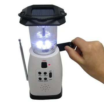 Solar dynamo camping light with radio function