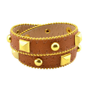 Brown design/choiceness/wild girl's/European stylish rivet/PU leather bangles, OEM/ODM order accept