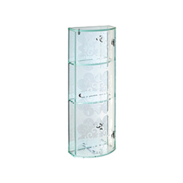 Chinese manufacturer elegant transparant flower design white glass cabinet