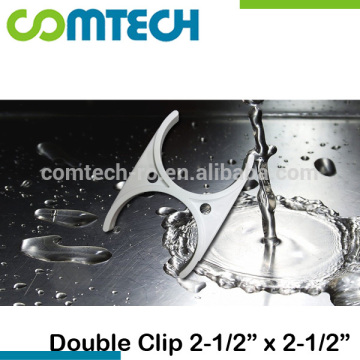 2.5" x 2.5" Double Plastic Clip for RO Water System Cartridges Mounting