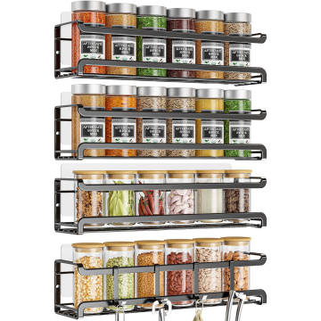 Wall-Mounted Space-Saving Kitchen Spice Organizer Rack - 4 Pack