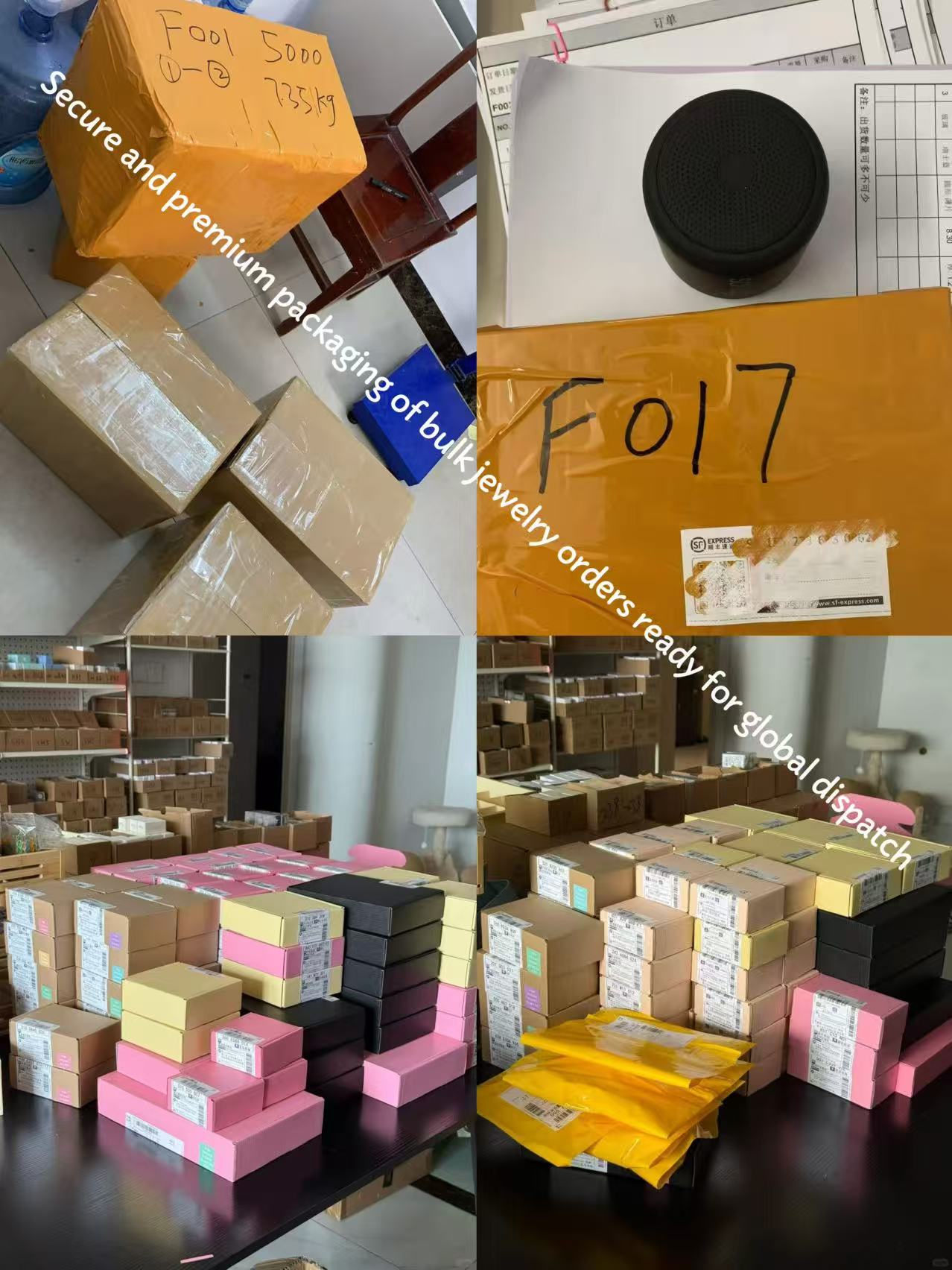Kemasan pesanan perhiasan massal yang aman dan premium siap untuk pengiriman global