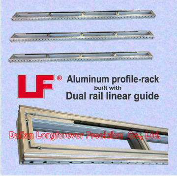 Aluminum profile rack built with dual rail linear guide