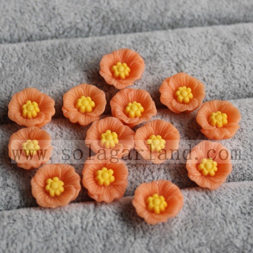 13 MM Resin Poppy Flower Flat Back Flower Beads Geen gat