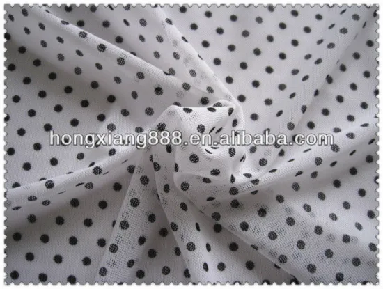 40D 40D Nylon Print Dot for Sportswear Dress Elastic Mesh Fabric