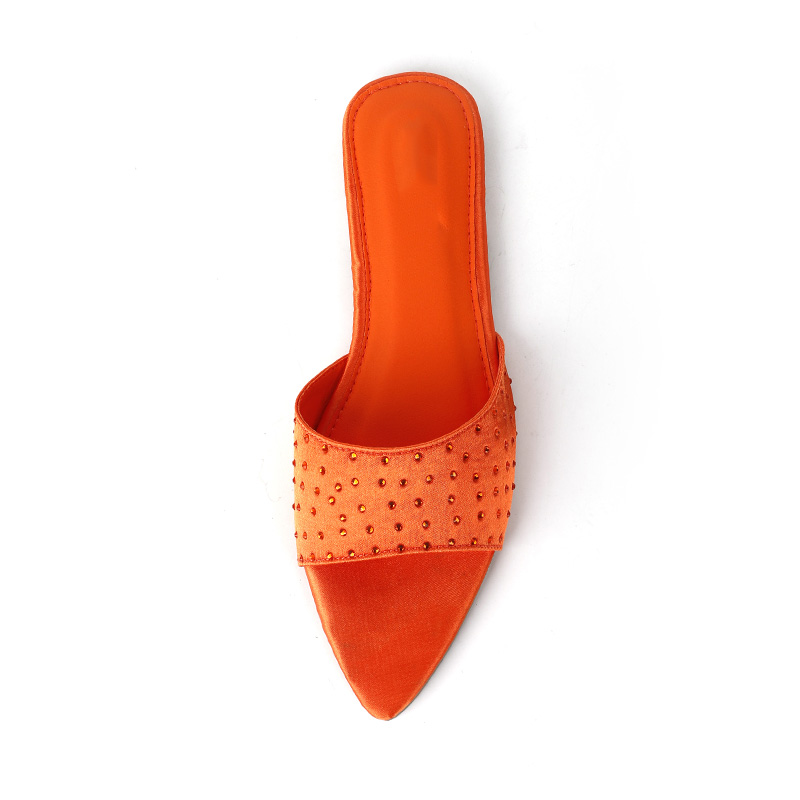 Pointed Toe Rhinestone Slippers