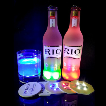 High Quality Led Bottle Coasters Sticker led coasters for bottles Multi Color Waterproof Flashing Led Cup Coaster For Party