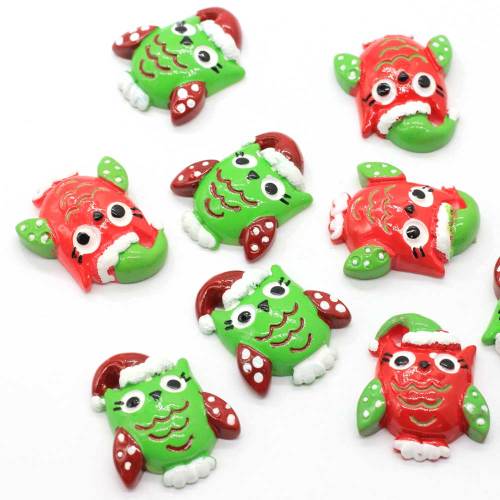 Fancy Owl Shaped Cabochon Red Green Major Flatback Animal Bead Handmade Craft Decor Bead Charms Toy DIY Ornaments