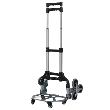 10-Wheel Portable Stair Climber and Folding Dolly: Heavy Duty Aluminium Luggage Cart with Telescoping Handle and Utility Hand Truck
