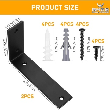Black Rustic Iron L Brackets for DIY Shelves
