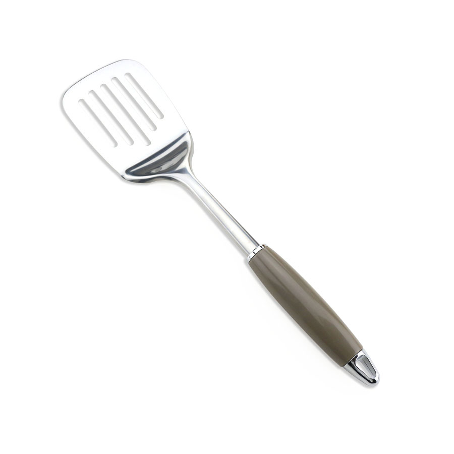 Spatule à encoches de cuisson en acier inoxydable avec poignée en PP