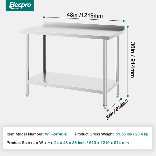 China Heavy duty stainless steel prep table Manufactory