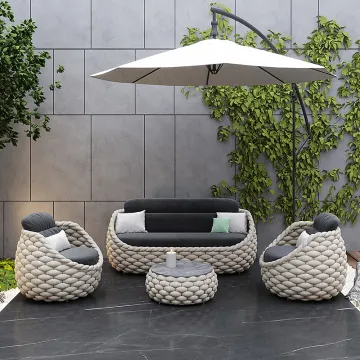 Fulin Furniture Wicker Curved Outdoor Modular Garden Sectional Sofa Set