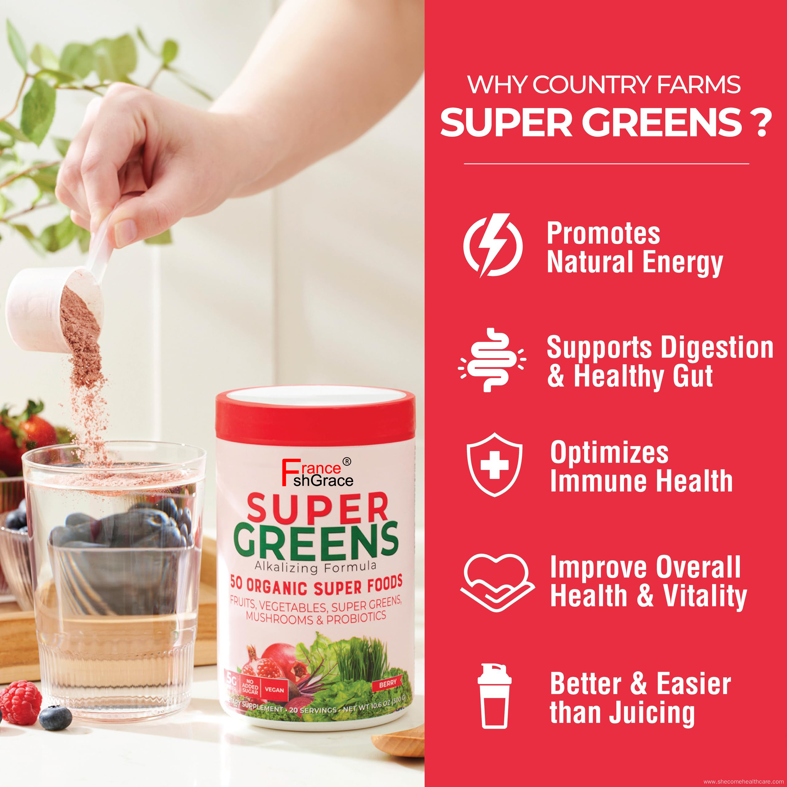 Organic Energy powder Mushrooms Super Greens Berry powder