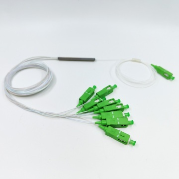 Fibra ottica 1x8 e 2x8 PLC splitter per FTTH con connettore APC SC in tubo in acciaio