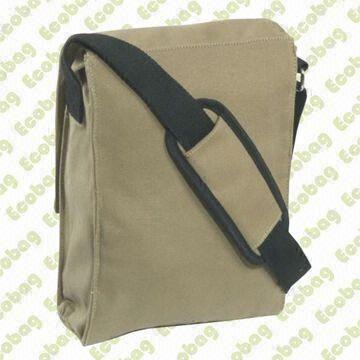 Canvas Bag with PU Trimming on Flap and Padded Shoulder Strap