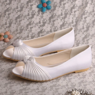 white peep toe flat shoes