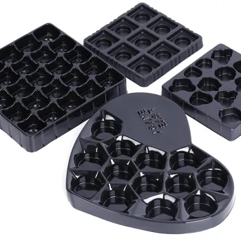 Custom PS Food grade plastic gold and black tray packed for delicious chocolate