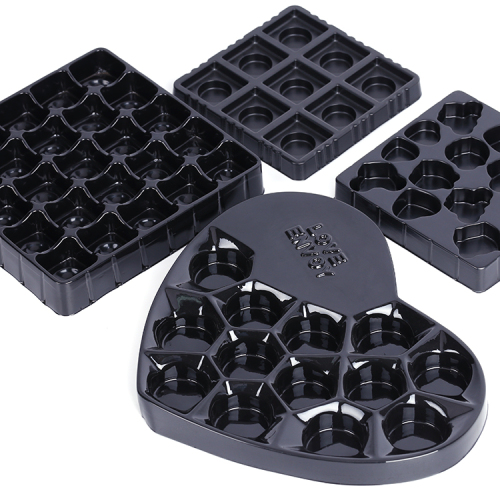 PET cavities black chocolate tray packaging serving tray