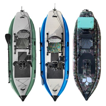 High-Quality GeeTone Patterned Drop Stitch Seat Inflatable Fishing Kayak with Foot Pedal Fishing Rod