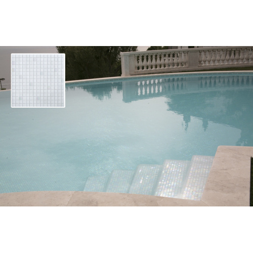 Diseño de baldosas de piscina de mosaico de vidrio blanco