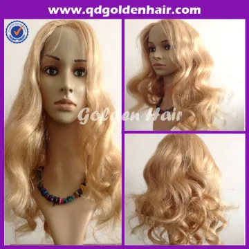Golden Hair High Quality Brazilian Body Wave Full Lace Wig With Baby Hair