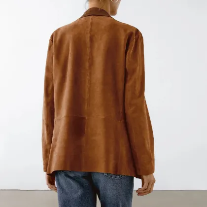 Women's flowing suede suit jacket