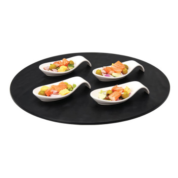 Schwarzes rundes Melaminbuffet Tablett