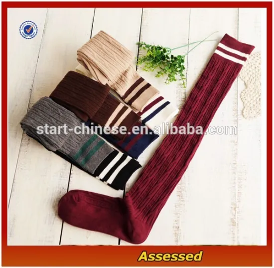 2015 Wholesale Alibaba Striped Thigh High Socks/Custom Extra Thick Leg warmers/Japanese Striped Stockings---AMY152102