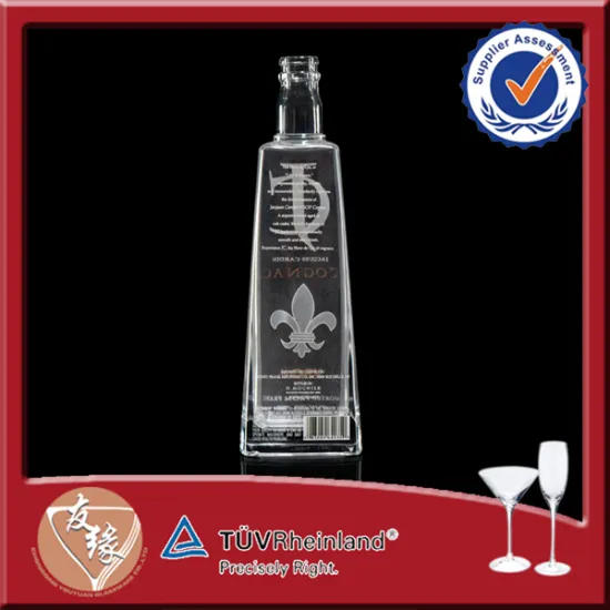 Hot Sale Square Empty Brandy 375ml Super Flint Glass Bottle