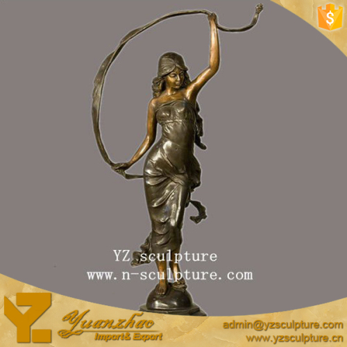 Brass casting statue a standing beautiful young lady BFSN-D046A
