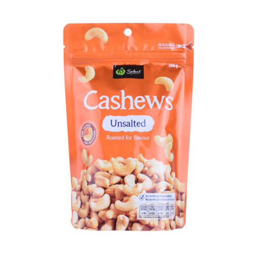 Muovi seisoo cashew -pähkinäpussi