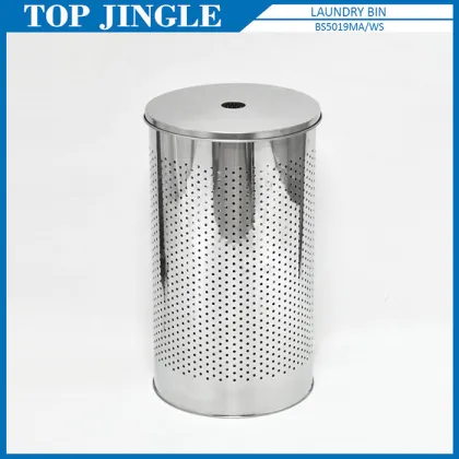 Small White Color Metal Toilet Waste Bin Basket With Lid