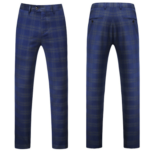 Elegant Navy Check Double Breasted Italian Suit