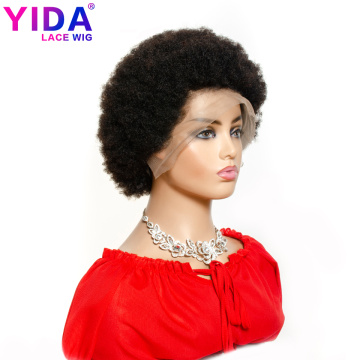 Short Afro Puff Wig Brazilian 13x4 Lace Front Wigs Natural Color Remy Afro Kinky Curly Human Hair Wigs For Black Women 150% YIDA
