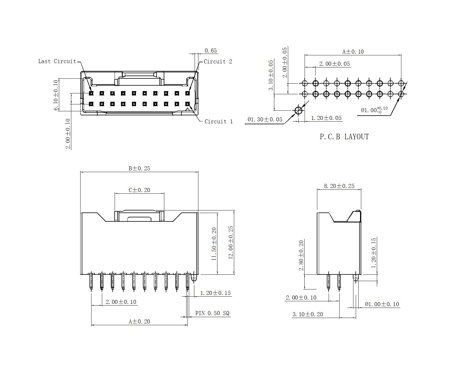 2.00mm pitch 180° Wafer Connector series AW2018V-2xNP