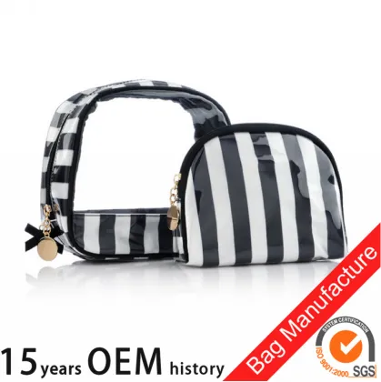 Beauty color vertical stripe cosmetic bags makeup bag