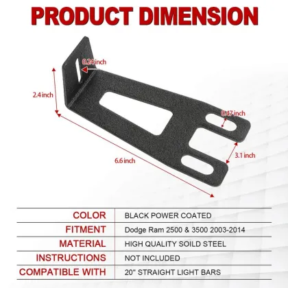 Dodge Ram 2003-2014 20 Inch LED Light Bar Bumper Mount Bracket