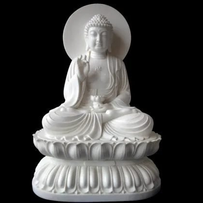Best quality giant white marble amitabha buddha statues with lotus pedestal