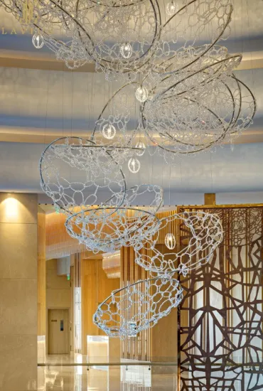 Entryway large custom hotel glass chandelier
