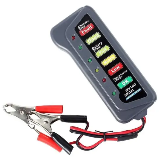 Automotive Battery Tester LCD Digital Test 6 LED Lights Auto System Analyzer Alternator 12V for Car Motorcycle Analyzer