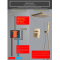 Ensemble de douche à 2 fonctions de salle de bain en laiton caché en or brossé