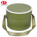 Cusotm Cardboard Round Gift Box With Ribbon Handle