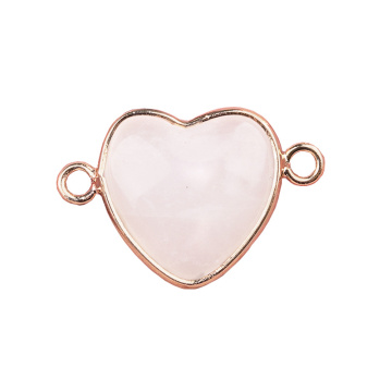 White Agate Love Heart Double Hole Gold Connector for DIY Making Jewelry