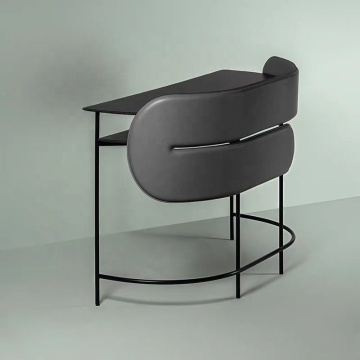 2024 Designer Leather Office Desk with Metal Legs and Storage