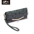 Geometric luminous wallet with handle PU leather