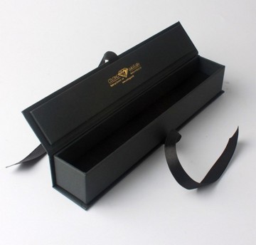 Black matte paper box with ribbon